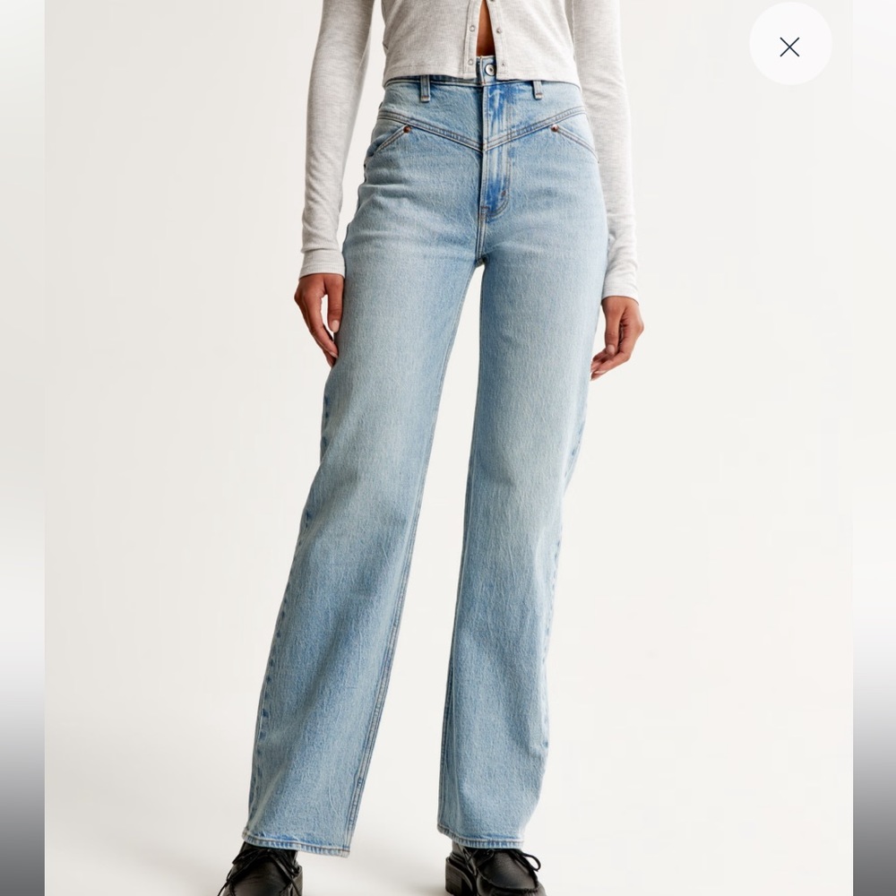 Abercrombie & Fitch - High Rise 90s Relaxed Jean, Medium W/ Front Yoke - Long